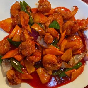 Camarones agridulce